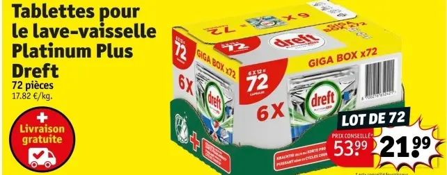 Offre: tablettes pour le lave-vaisselle Platinum Plu