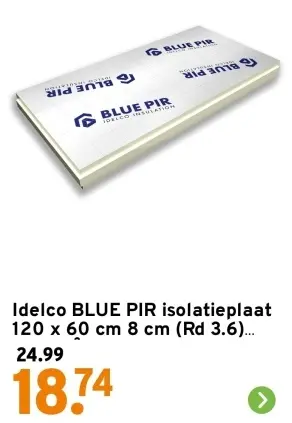 Aanbieding: Idelco BLUE PIR isolatieplaat 120 x 60 cm 8 cm (Rd 3.6)