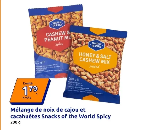 Offre: Mélange de noix de cajou et cacahuètes Snacks
