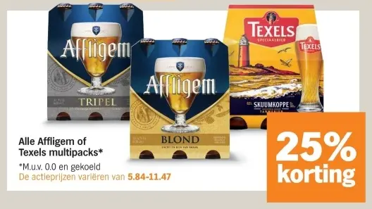 Aanbieding: Alle Affligem of Texels multipacks