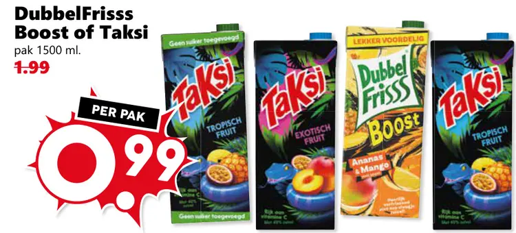 Aanbieding: DubbelFrisss Boost of Taksi