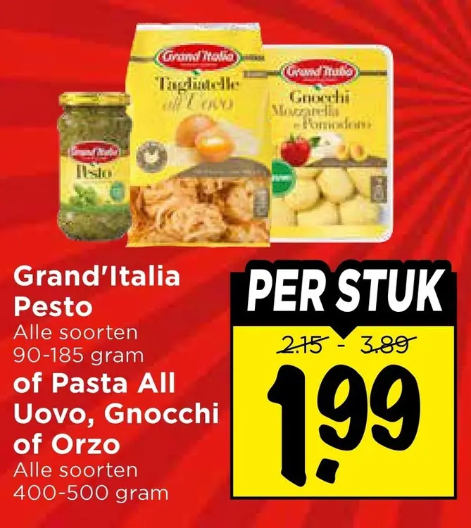 Aanbieding: Pesto, Pasta All Uovo, Gnocchi or Orzo