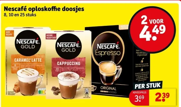 Aanbieding: Nescafé oploskoffie doosjes