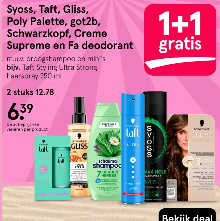 Aanbieding: Syoss, Taft, Gliss, Poly Palette, got2b, Schwarzkopf, Creme Supreme en Fa deodorant
