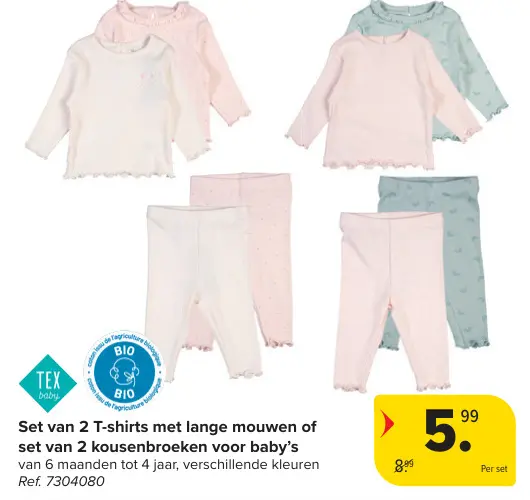 Promotie: Set van 2 T-shirts met lange mouwen