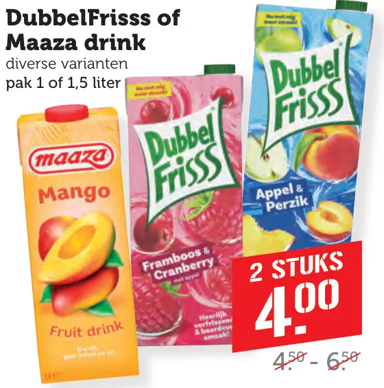Aanbieding: DubbelFrisss of Maaza drink