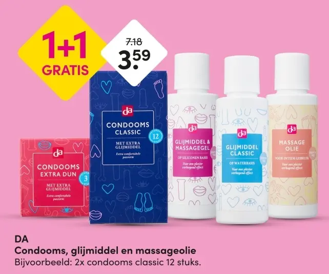 Aanbieding: Condooms, glijmiddel en massageolie