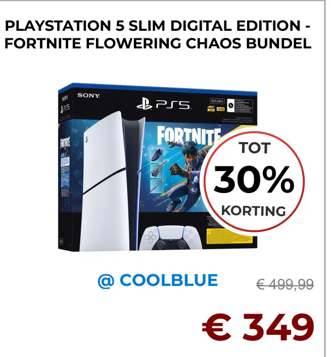 Aanbieding: Playstation 5 slim digital edition - fortnite