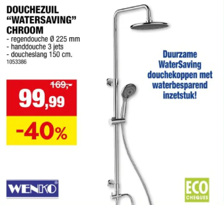 Promotie: Douchezuil "watersaving" chroom
