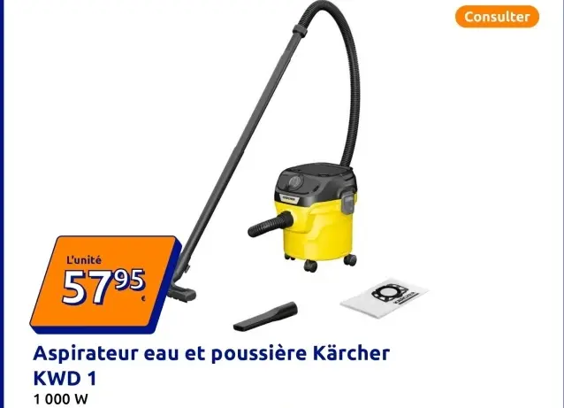 Offre: Aspirateur eau et poussière Kärcher KWD 1