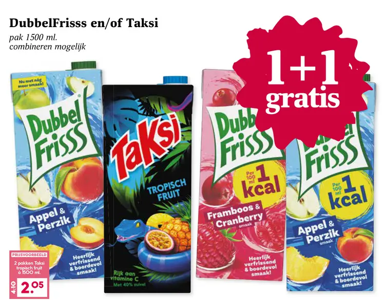 Aanbieding: DubbelFrisss en/of Taksi