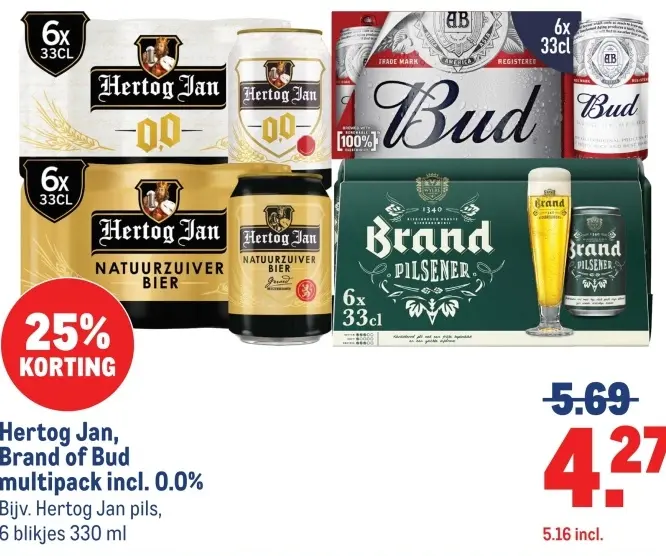Aanbieding: Hertog Jan, Brand of Bud multipack incl. 0.0%