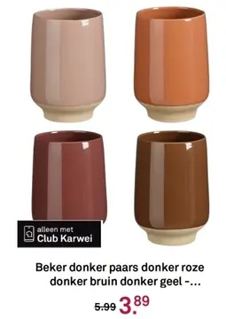Aanbieding: Beker donker paars donker roze donker bruin donker geel