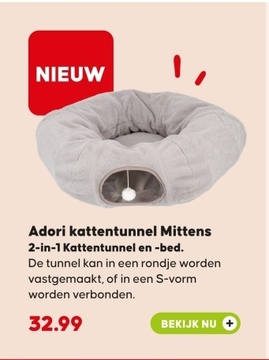 Aanbieding: Adori kattentunnel Mittens 2-in-1 Kattentunne en -bed