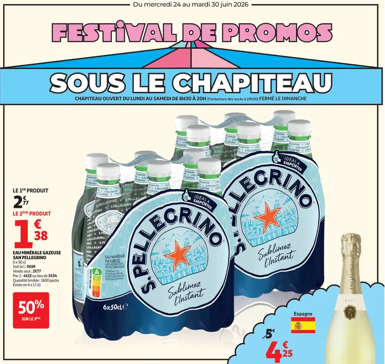 Offre: Eau minérale gazeuse SAN PELLEGRINO