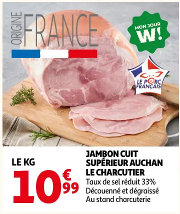 Offre: Jambon cuit supérieur AUCHAN le charcutier