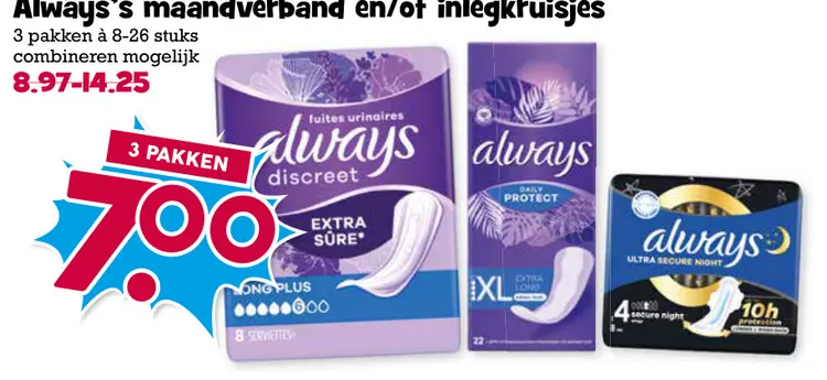 Aanbieding: Always maandverband en/of inlegkruisjes