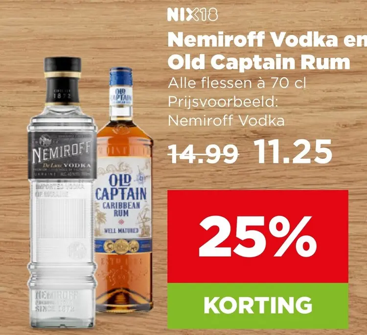 Aanbieding: Nemiroff Vodka en Old Captain Rum