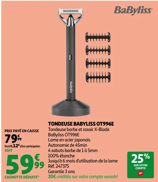Promotie: Tondeuse BaByliss ot996e