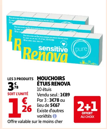 Offre: Mouchoirs étuis