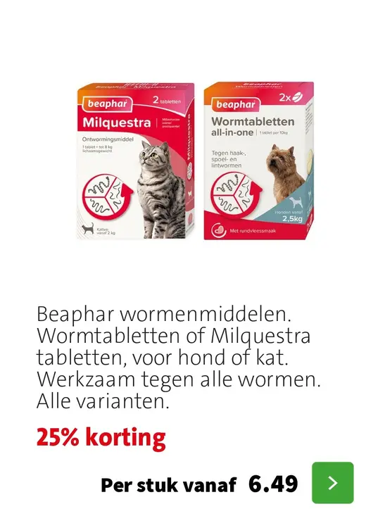 Aanbieding: Wormtabletten of Milquestra tabletten