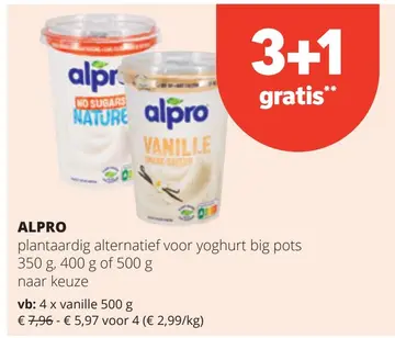 Aanbieding: Alpro plantaardig alternatief voor yoghurt big pots