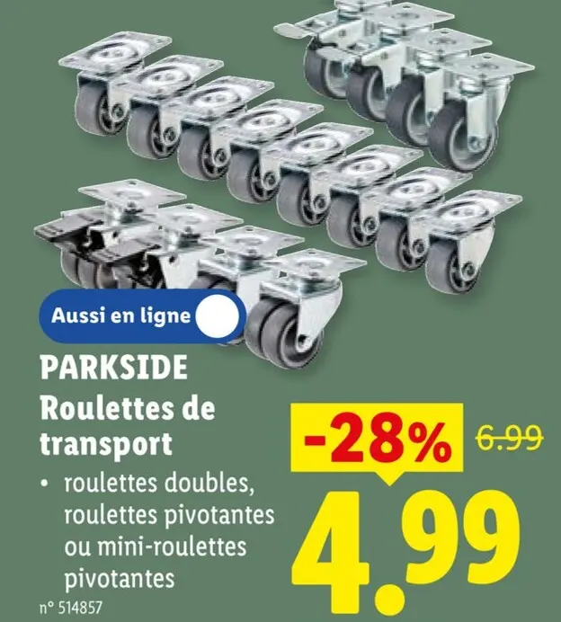 Offre: Roulettes de transport