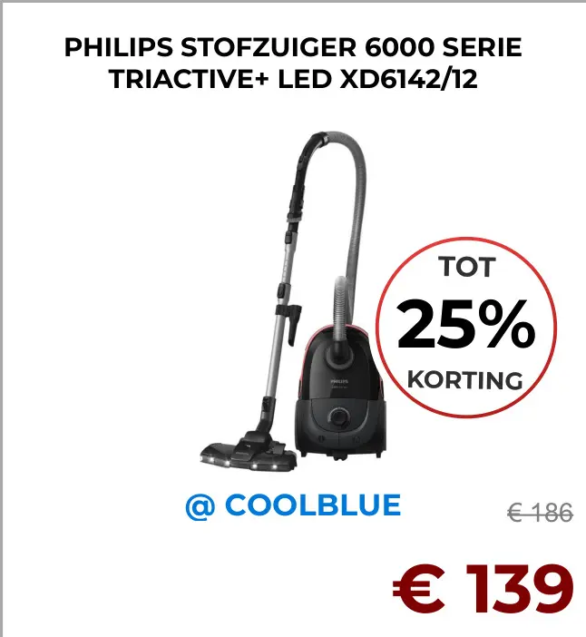 Aanbieding: Stofzuiger 6000 serie triactive+ led xd6142/1