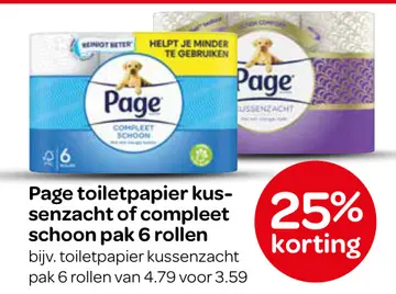 Aanbieding: Page toiletpapier kussenzacht of compleet schoon