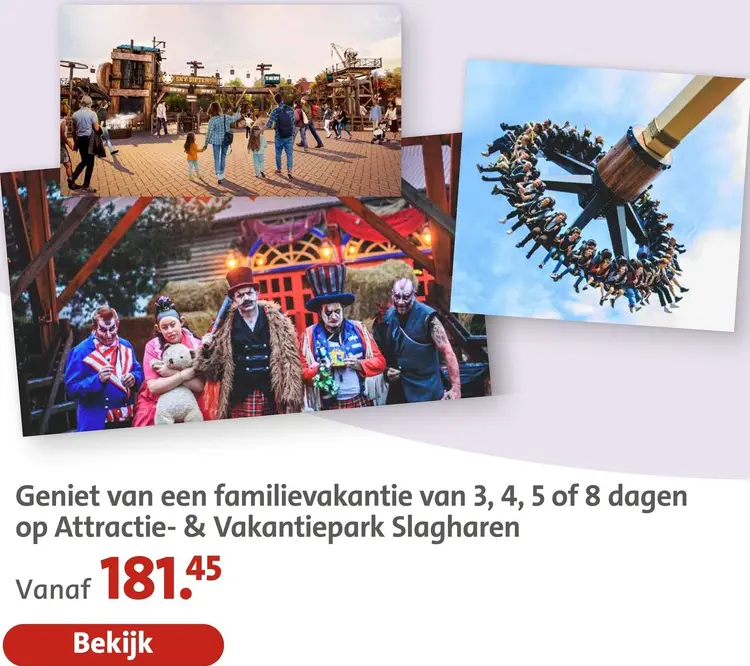 Aanbieding: Attractie- & Vakantiepark Slagharen Familievakantie van 3, 4, 5 of 8 dagen op Attractie- & Vakantiepark Slagharen
