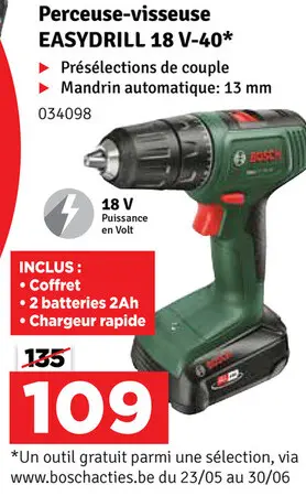 Offre: Perceuse-visseuse EASYDRILL 18 V-40*
