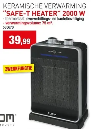 Promotie: Keramische verwarming "SAFE-T HEATER" 2000 W