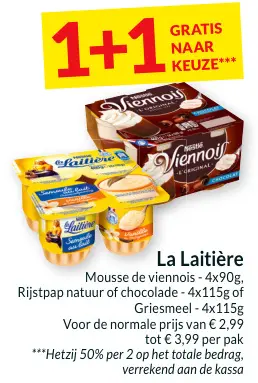 Promotie: Mousse de viennois, Rijstpap natuur of chocolade