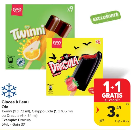 Offre: Glaces à l'eau