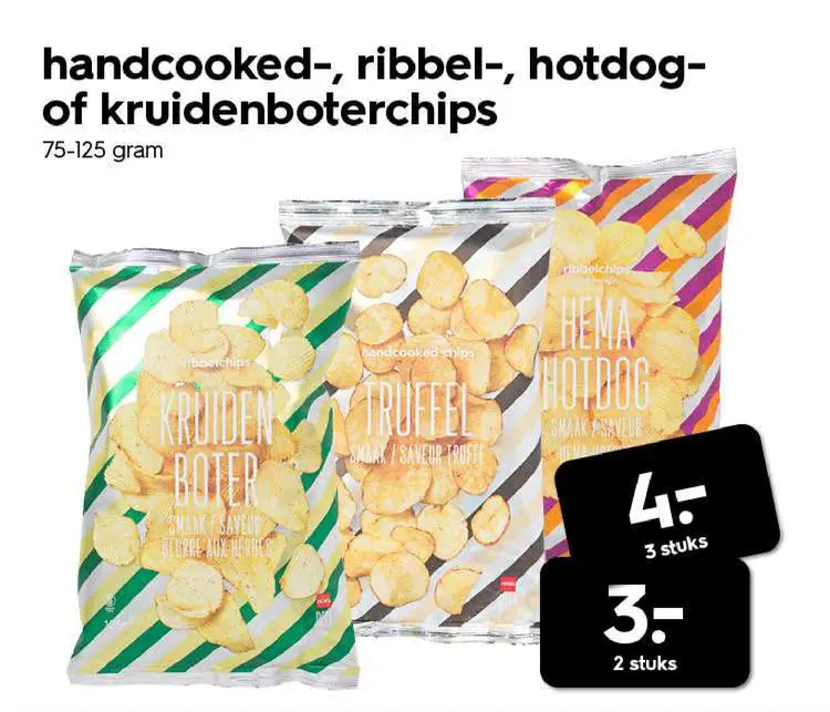 Promotie: Handcooked-, ribbel-, hotdog- of kruidenboterchips