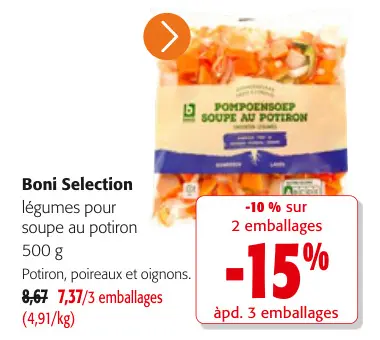 Offre: Boni Selection légumes pour soupe au potiron