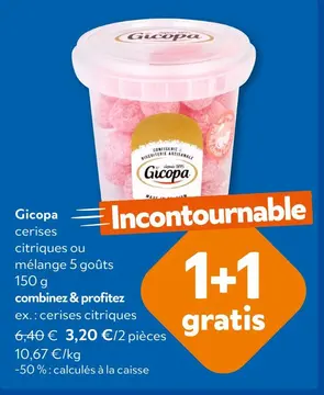 Offre: Gicopa cerises citriques ou mélange 5 goûts