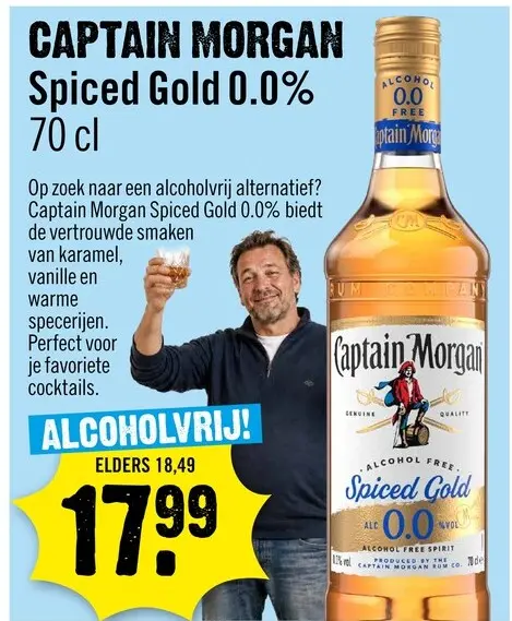 Aanbieding: Captain Morgan Spiced Gold 0.0 70 cl