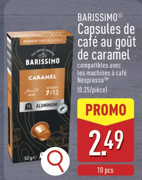 Offre: Capsules de café au goût de caramel