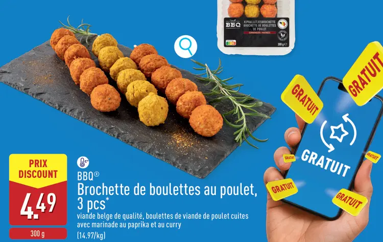 Offre: Brochette de boulettes au poulet