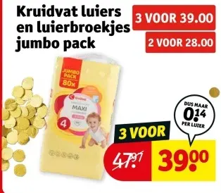 Aanbieding: Kruidvat luiers en luierbroekjes jumbo pack