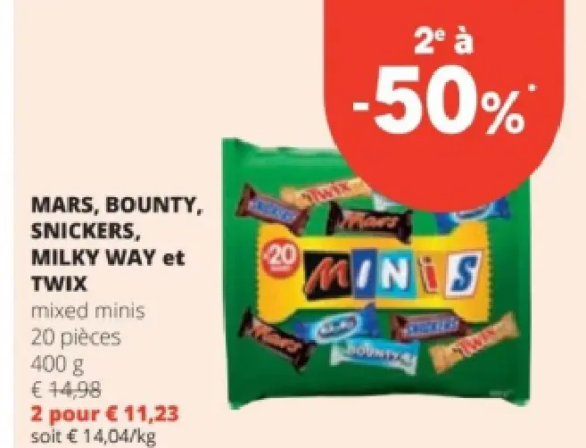 Offre: MARS, BOUNTY, SNICKERS, MILKY WAY et TWIX