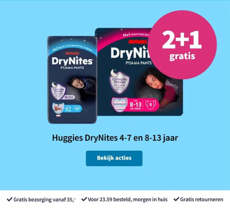 Aanbieding: Huggies DryNites 4-7 en 8-13 jaar