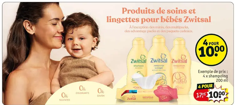 Offre: Produits de soins et lingettes pour bébés
