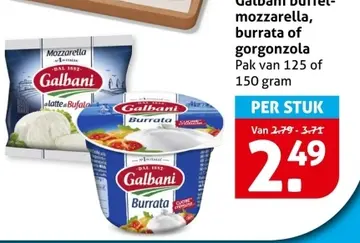 Aanbieding: Galbani mozzarella, burrata of gorgonzola