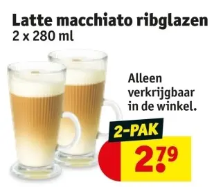 Promotie: Latte macchiato ribglazen