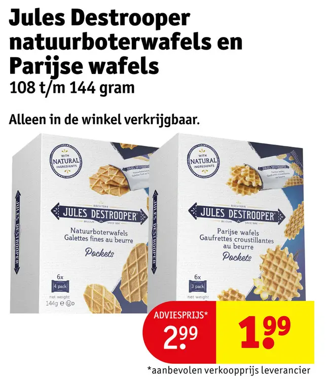 Aanbieding: Jules Destrooper natuurboterwafels en Parijse wafels