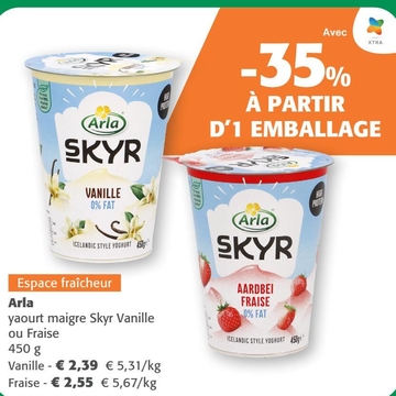 Offre: yaourt maigre Skyr Vanille ou Fraise