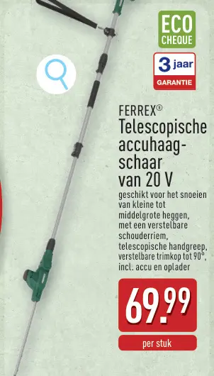 Promotie: Telescopische accuhaagschaar van 20 V