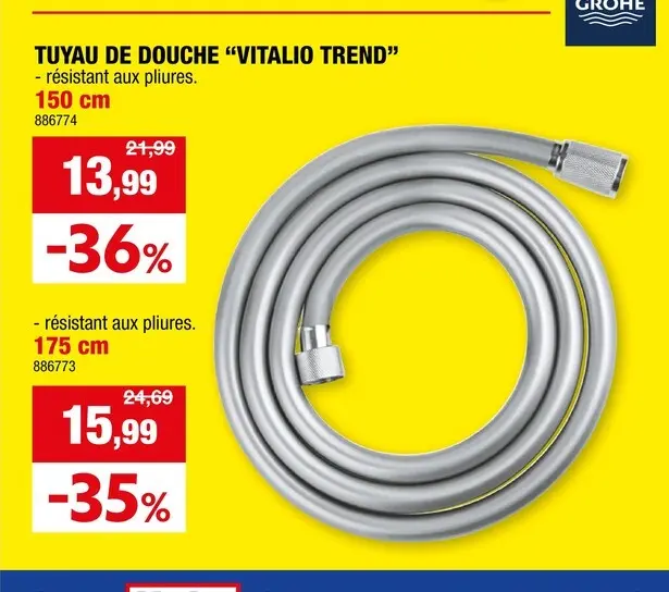 Offre: GROHE Vitalio Trend flexible de douche 150cm